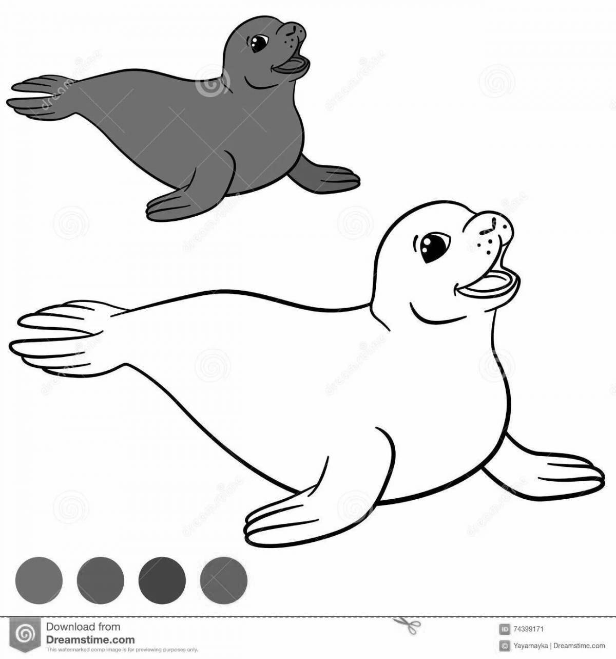 Coloring book dazzling Baikal seal