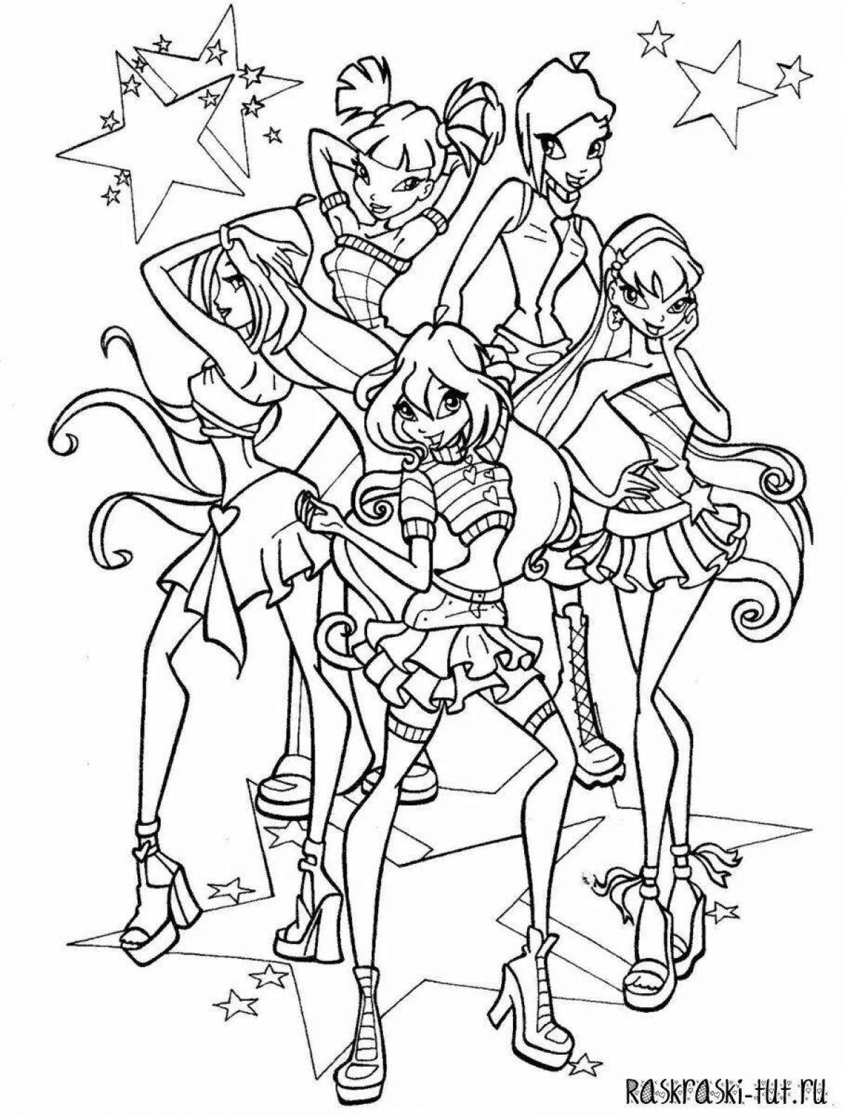 Glowing winx coloring all together