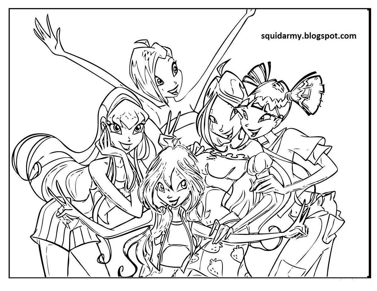 Playful winx coloring together