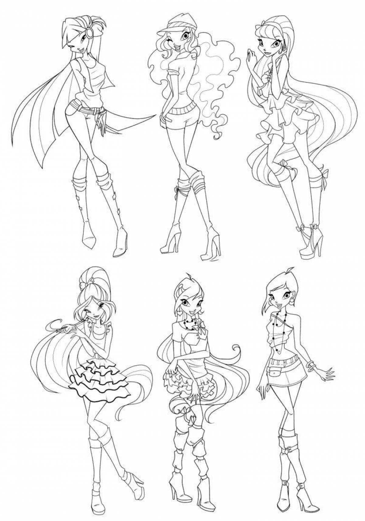 Charming winx coloring all together