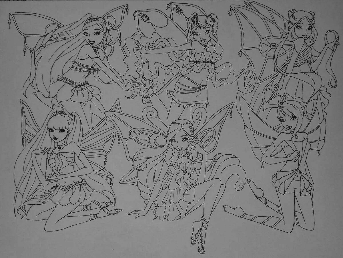 Dazzling winx coloring all together