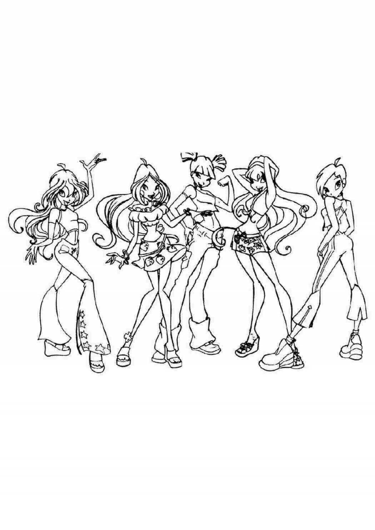 Exotic winx coloring all together