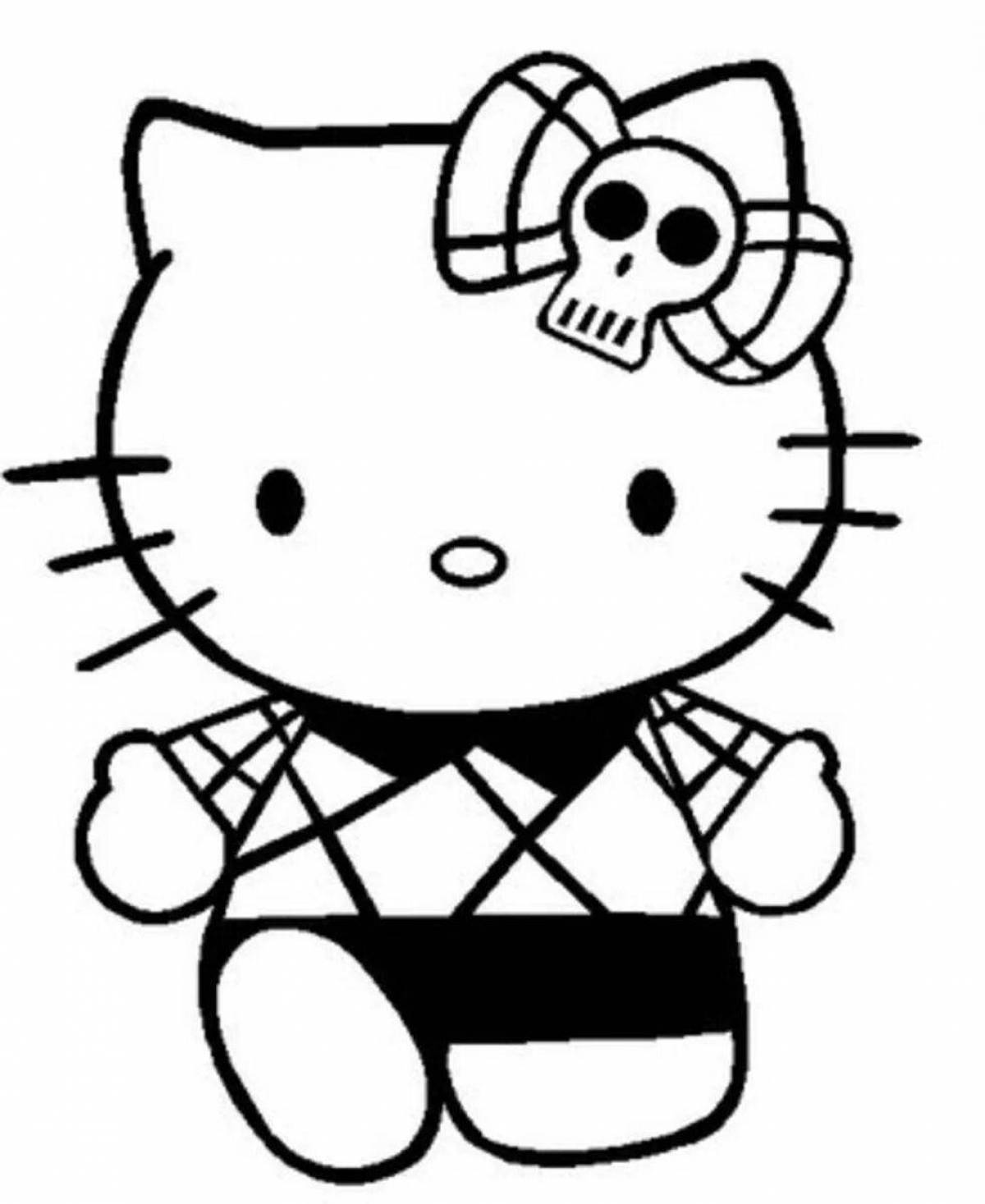 Happy coloring page hello kitty black