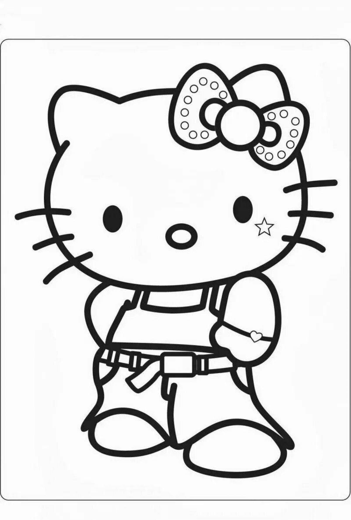 Симпатичная раскраска hello kitty black