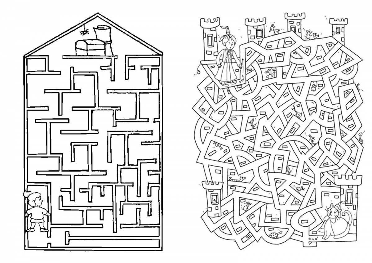 Colorful maze coloring book for boys