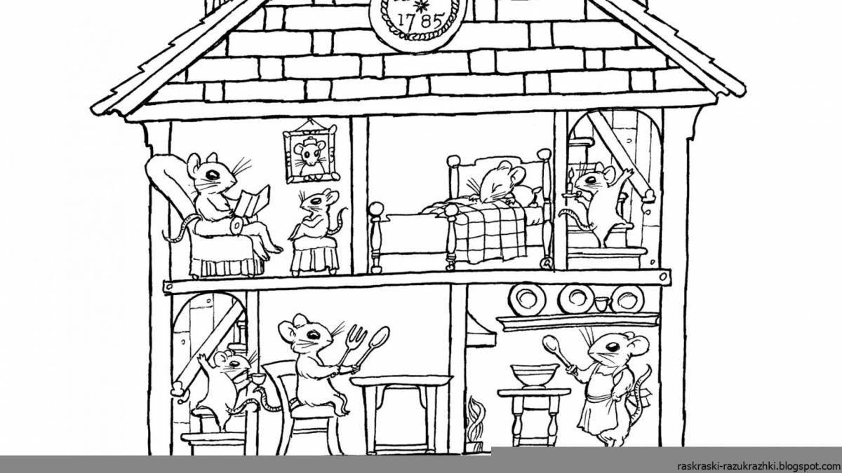 Amazing cutaway house coloring page