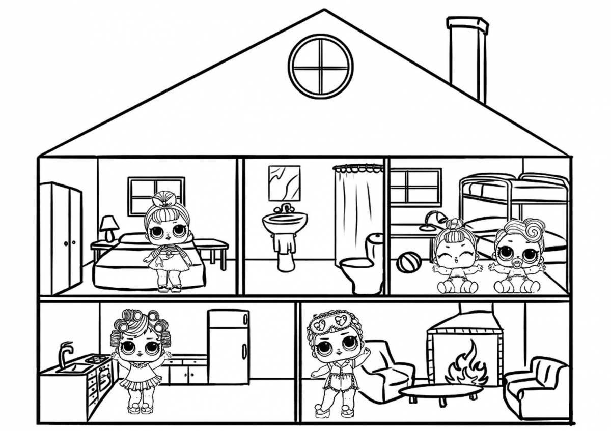 Coloring page shiny house in section