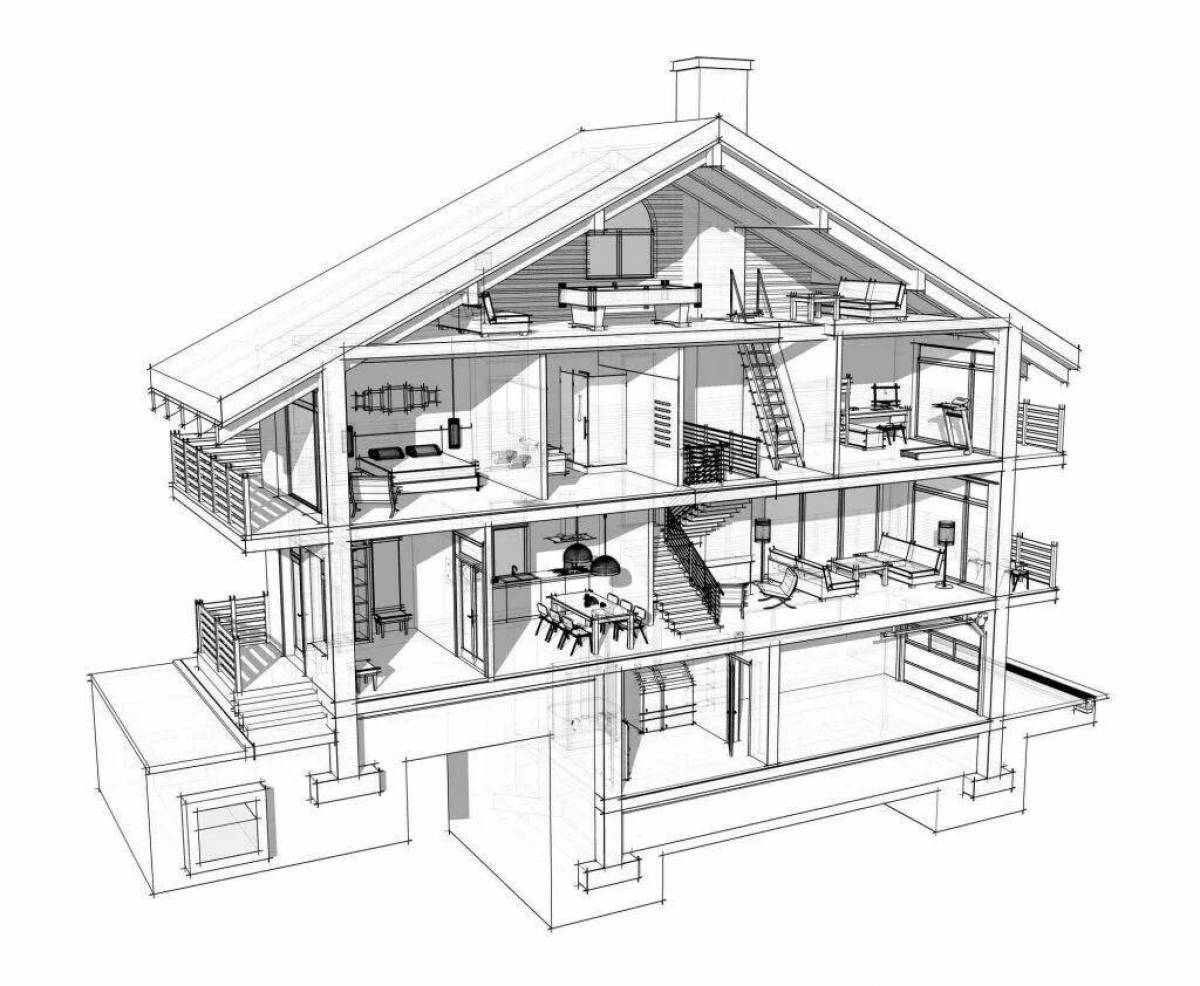 Coloring big house in section