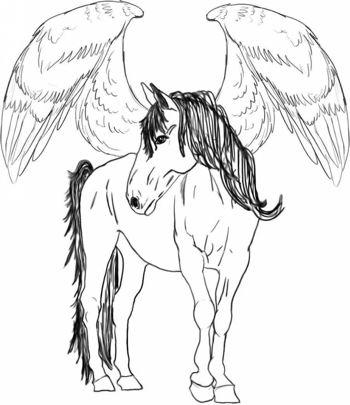 Shine coloring horse with wings