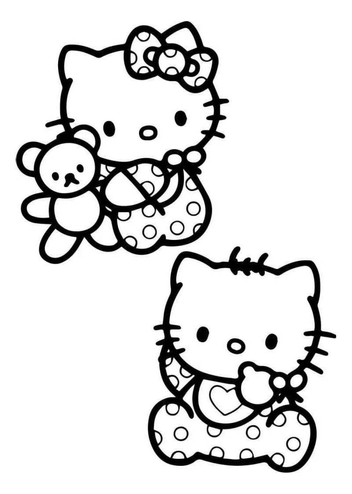 Радостная страница раскраски hallow kitty