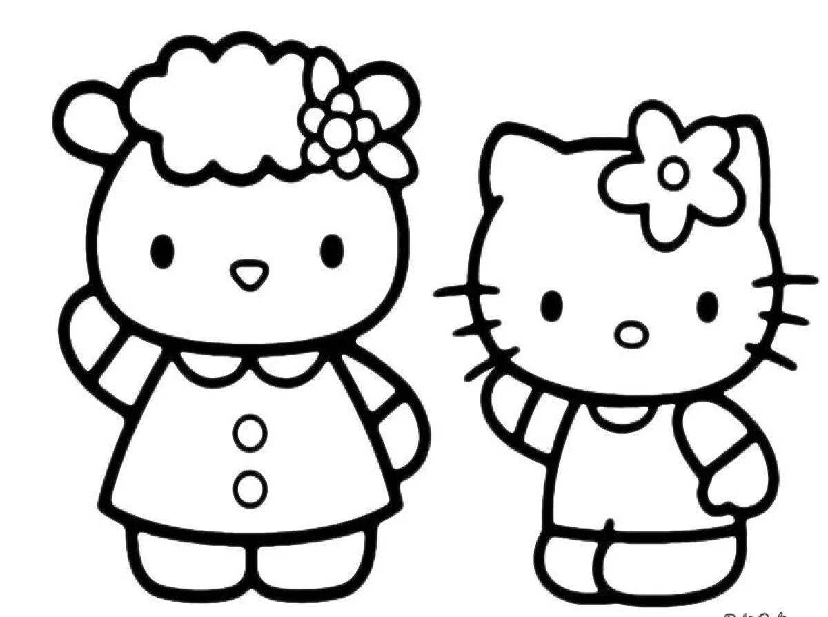 Hallow kitty magic coloring page