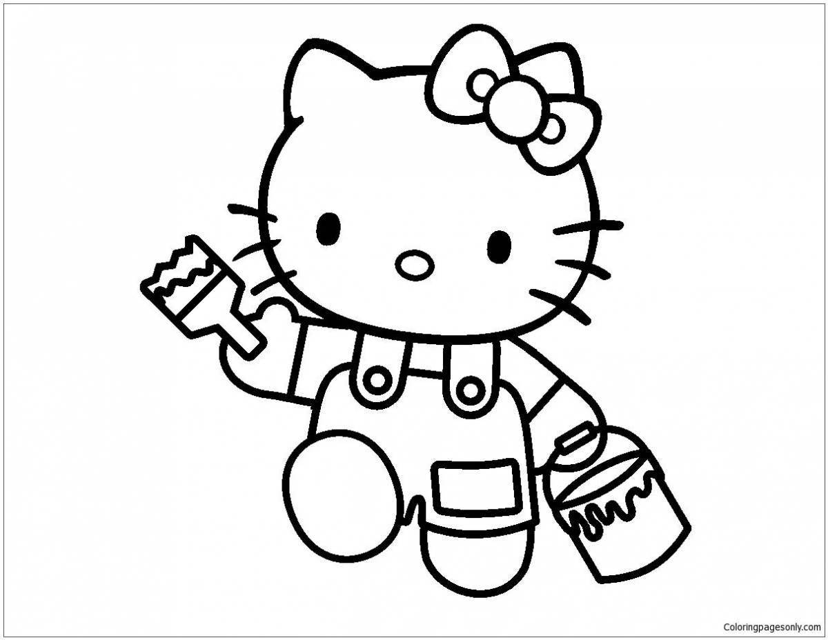 Tiny hallow kitty coloring page