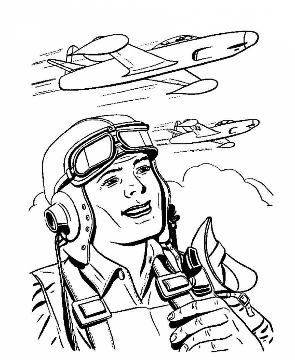 Coloring page elegant soldier with dove