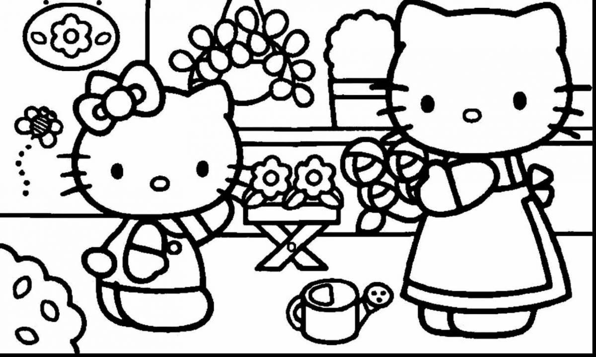 Очаровательная раскраска hello kitty