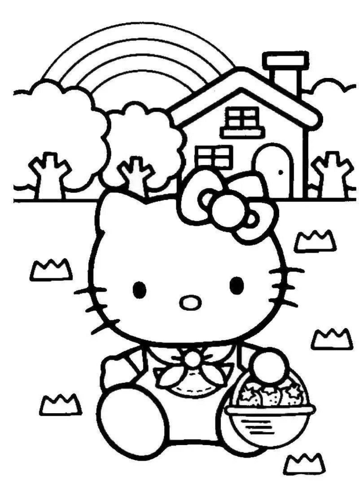 Adorable hello kitty coloring page