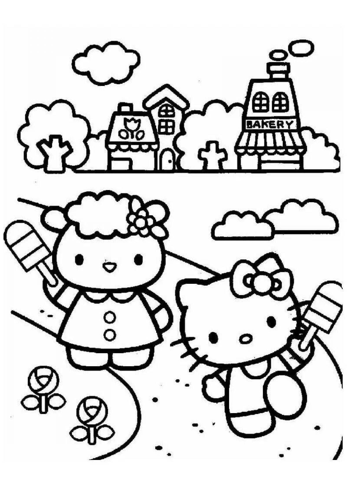 Playful coloring hello kitty