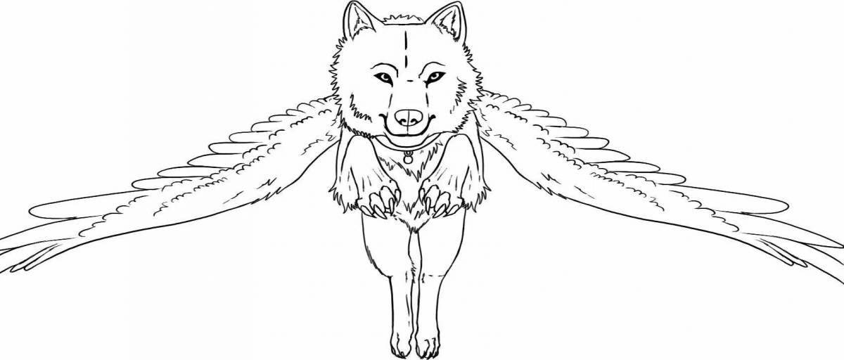 Fun coloring cat with wings