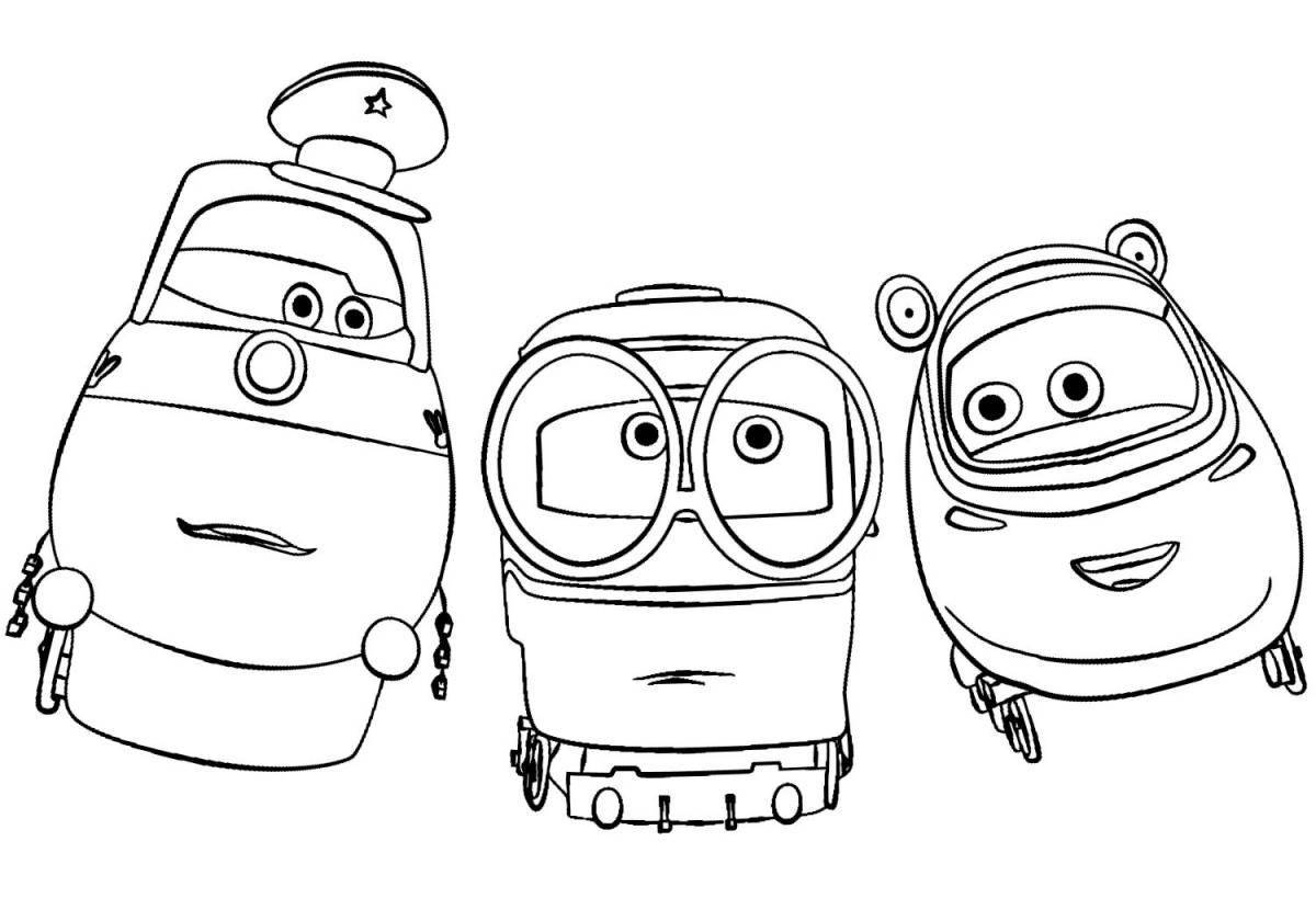 Maxi incredible robot train coloring page