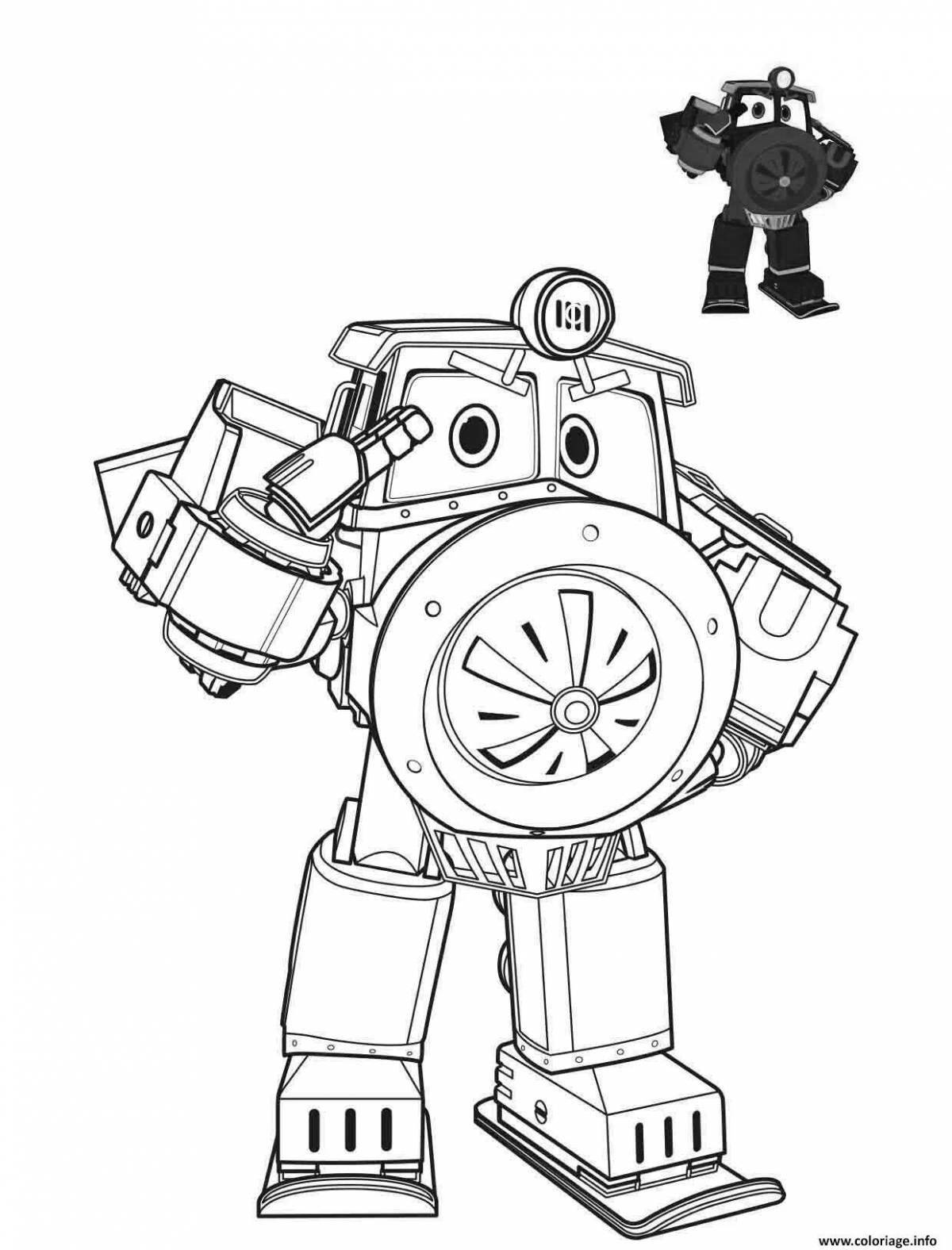 Maxi robot train coloring page with rich colors