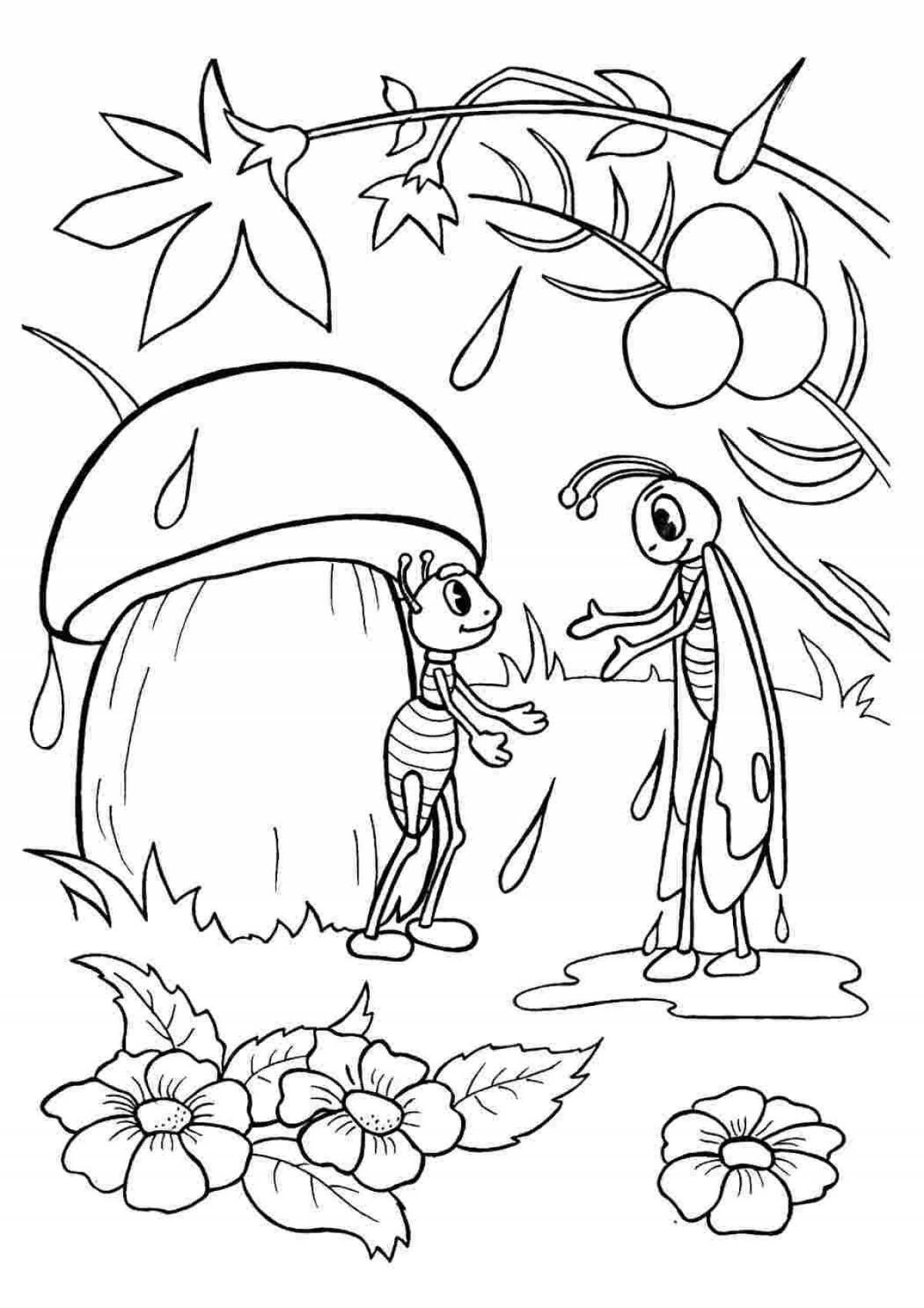 Magic coloring fairy tale under the mushroom
