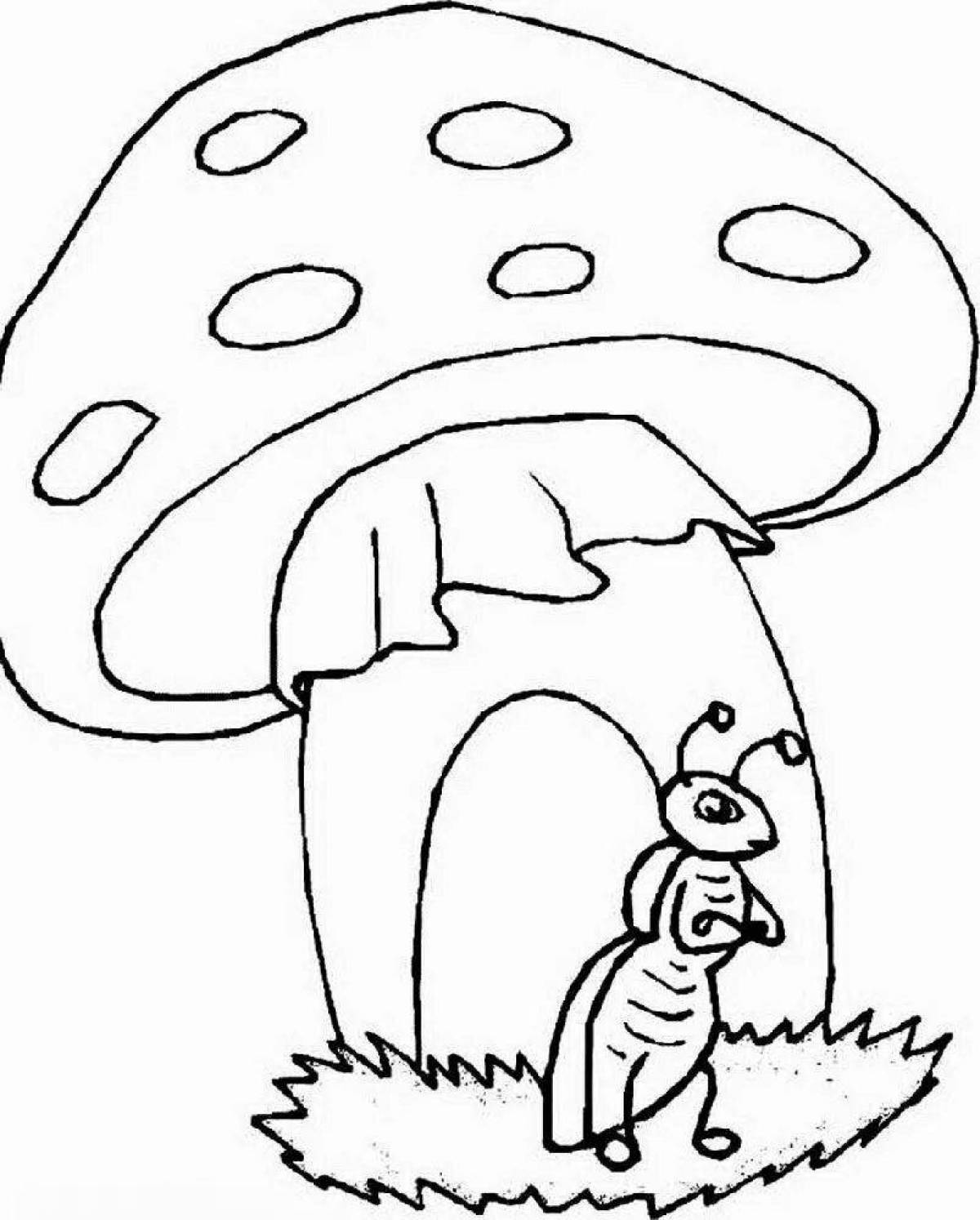 Glorious coloring fairy tale under the mushroom