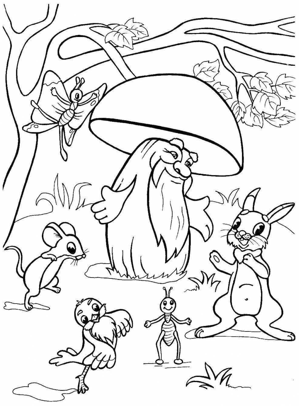 Live coloring fairy tale under the mushroom
