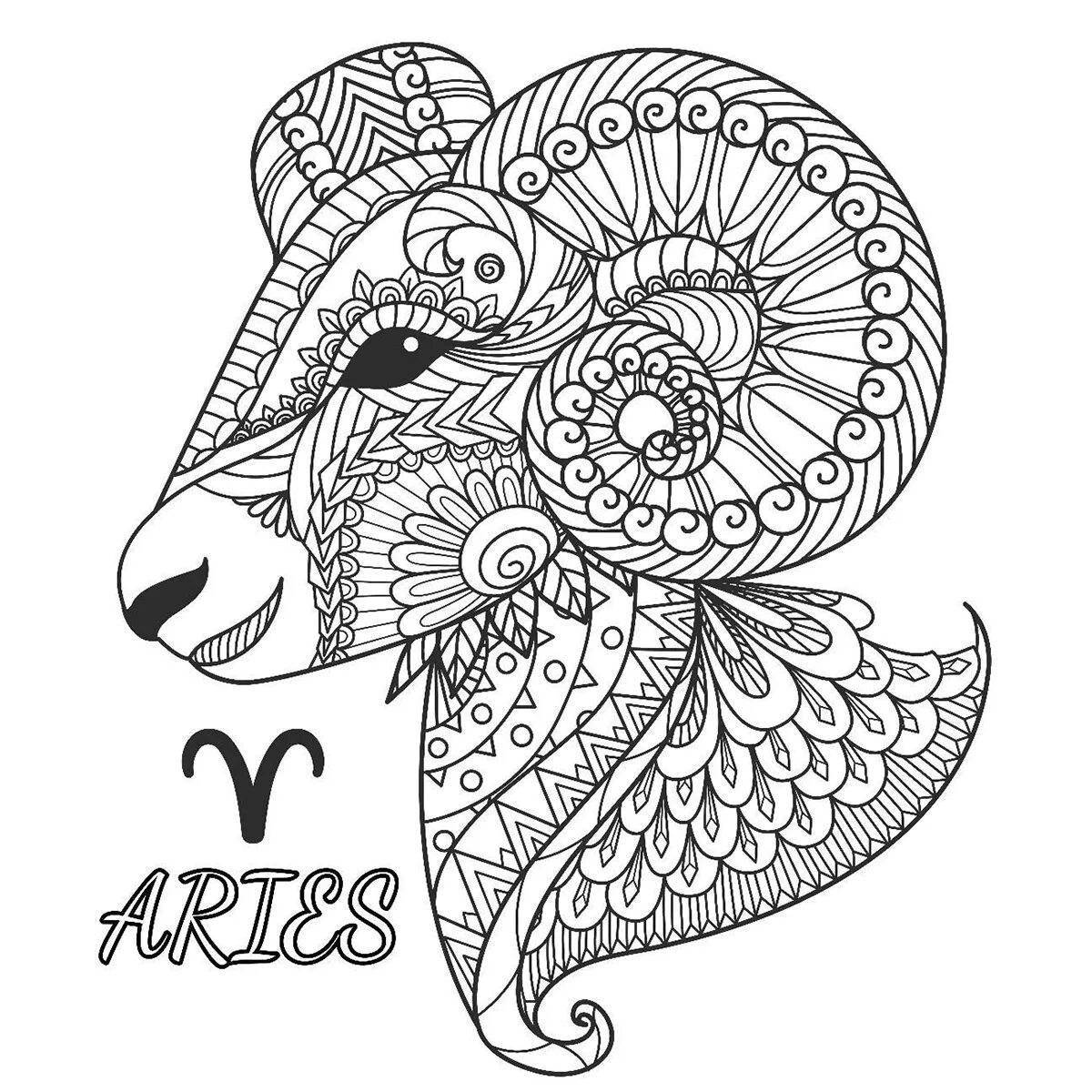 Раскраска элегантный знак зодиака козерог