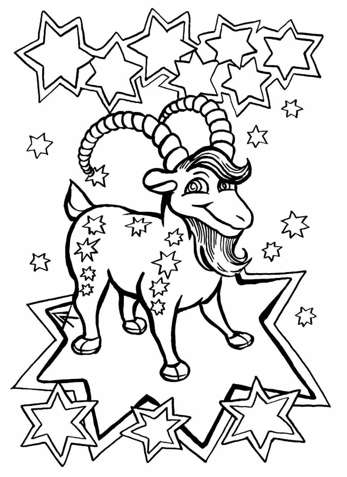 Coloring page charming zodiac sign Capricorn