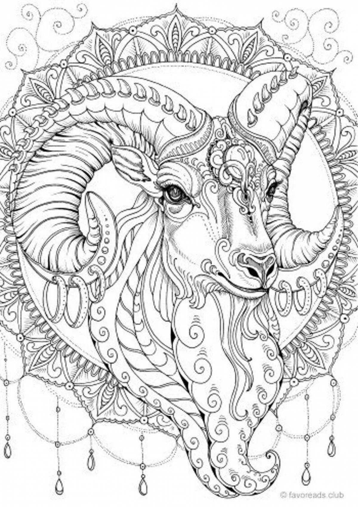 Coloring page brave zodiac sign Capricorn