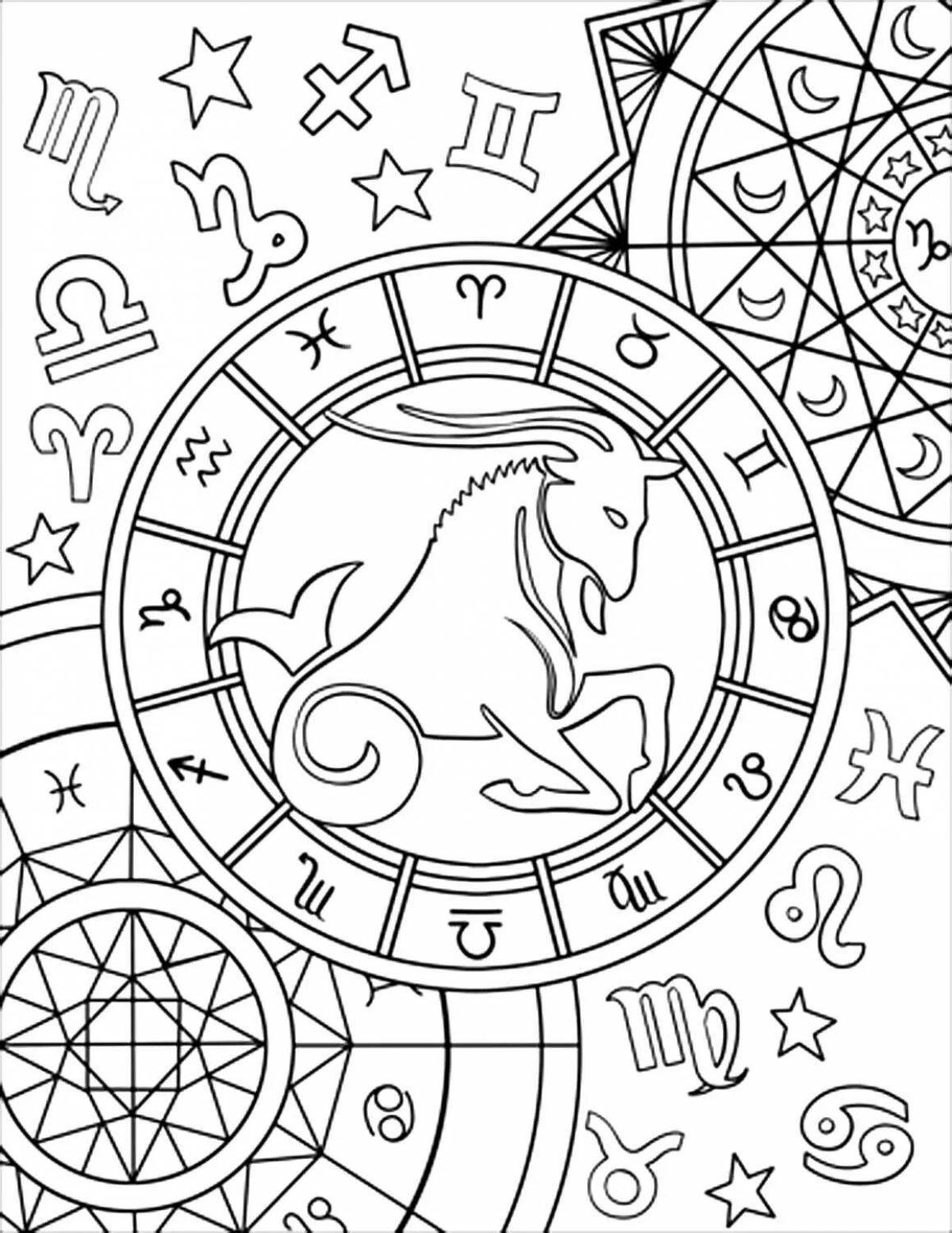 Coloring book amazing zodiac sign Capricorn