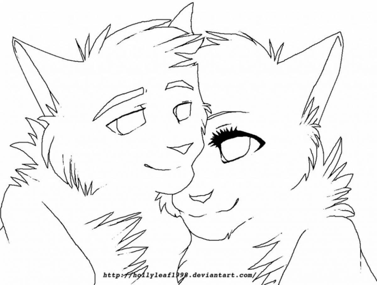 Adorable anime cat warrior coloring pages