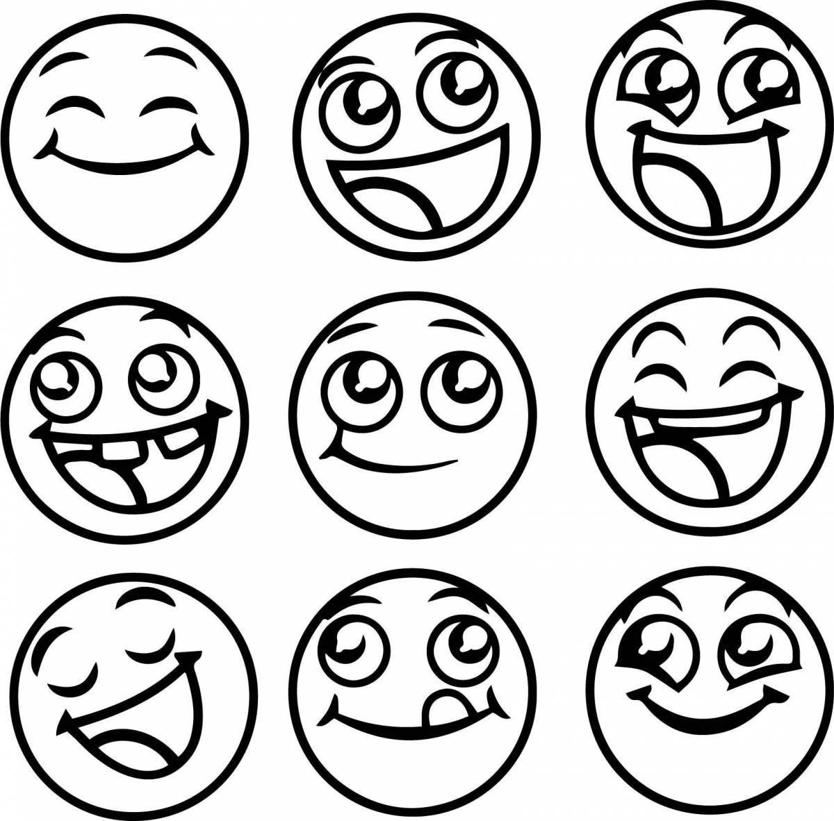 Colorful coloring pages of indie kid emoticons