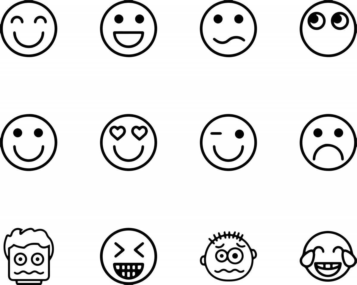 Fun coloring page emoticons indie kid