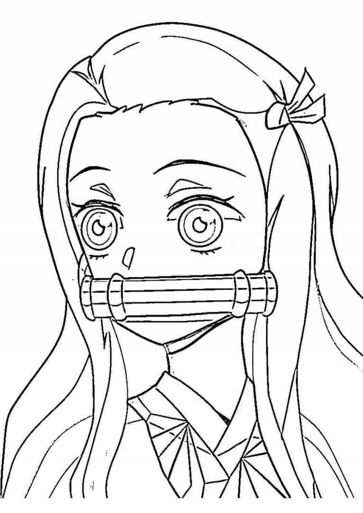 Colorful coloring of nezuko and zenitsu