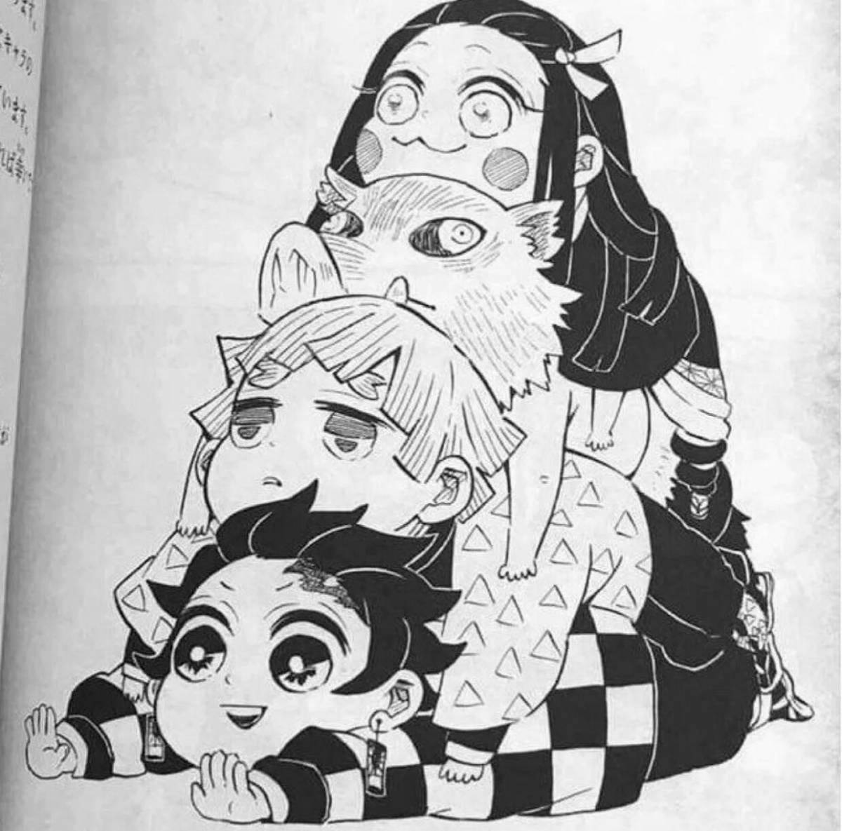 Nezuko and Zenitsu's funny coloring pages