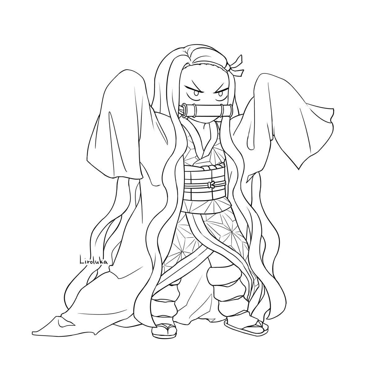 Coloring book shining nezuko and zenitsu