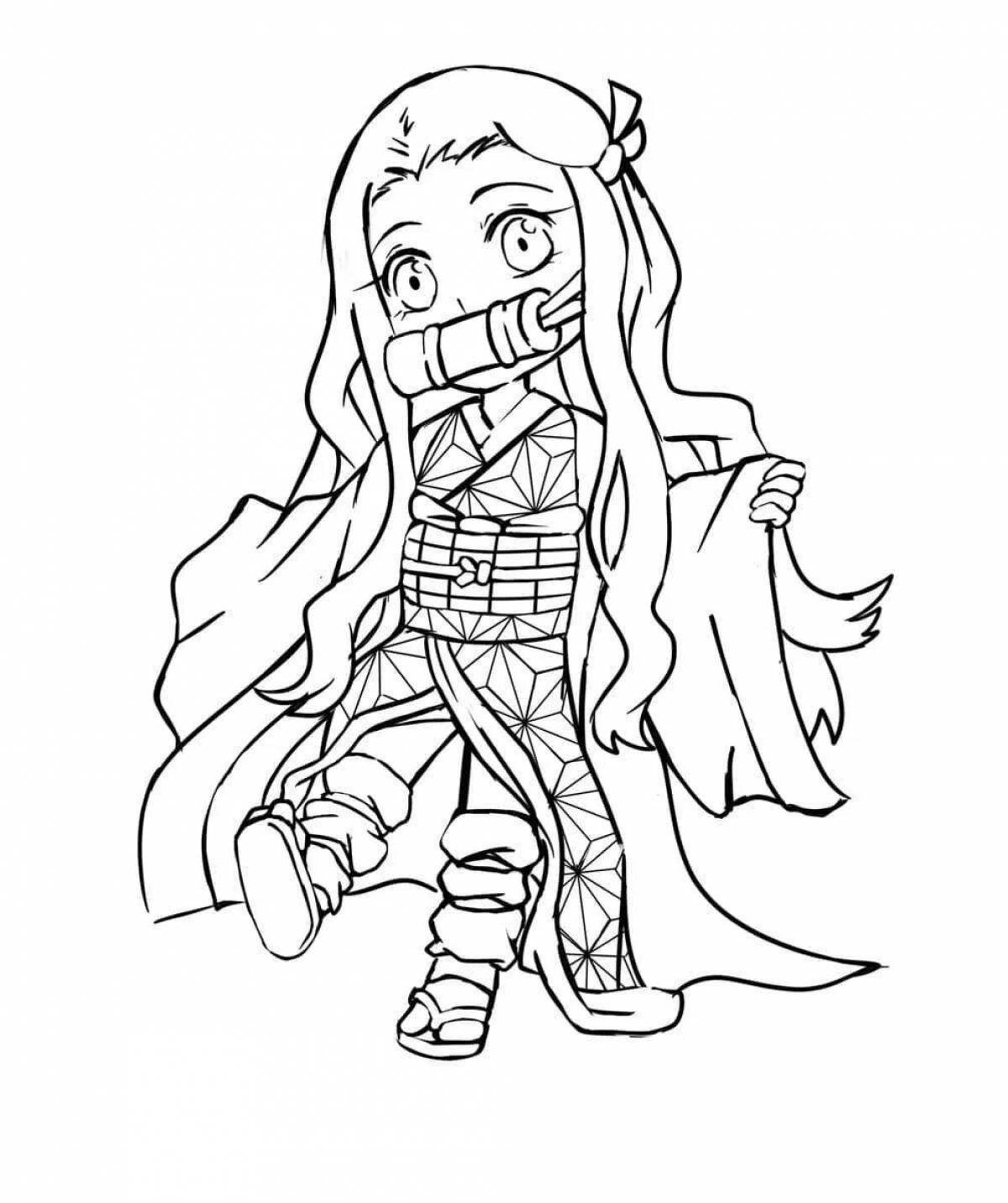 Cute nezuko and zenitsu coloring book