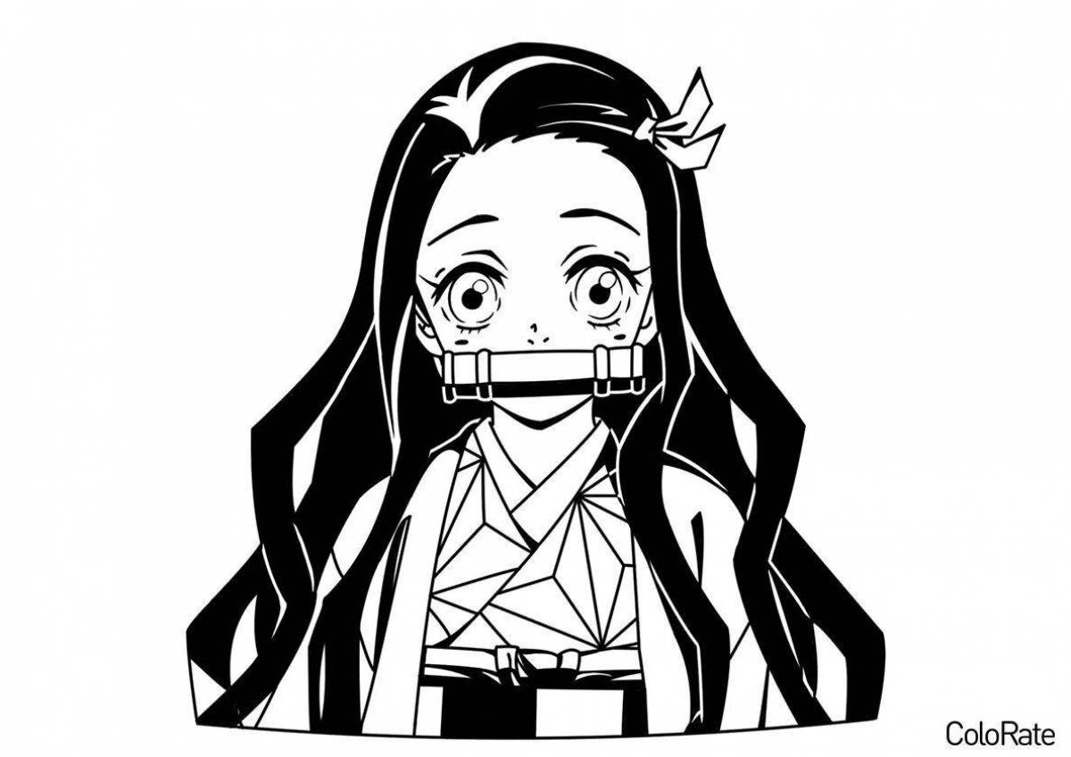 Cute nezuko and zenitsu coloring book