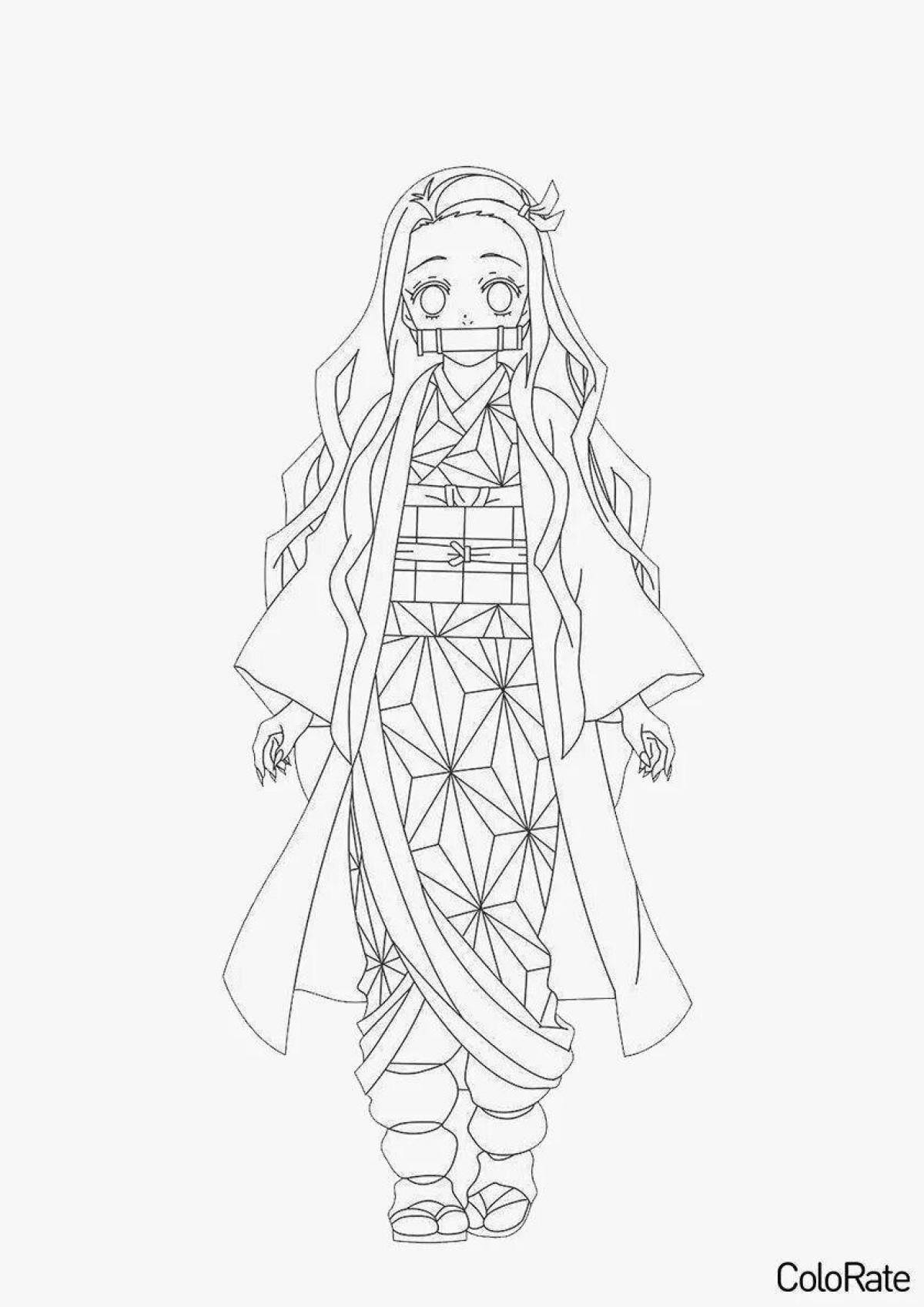 Delightful coloring pages of nezuko and zenitsu