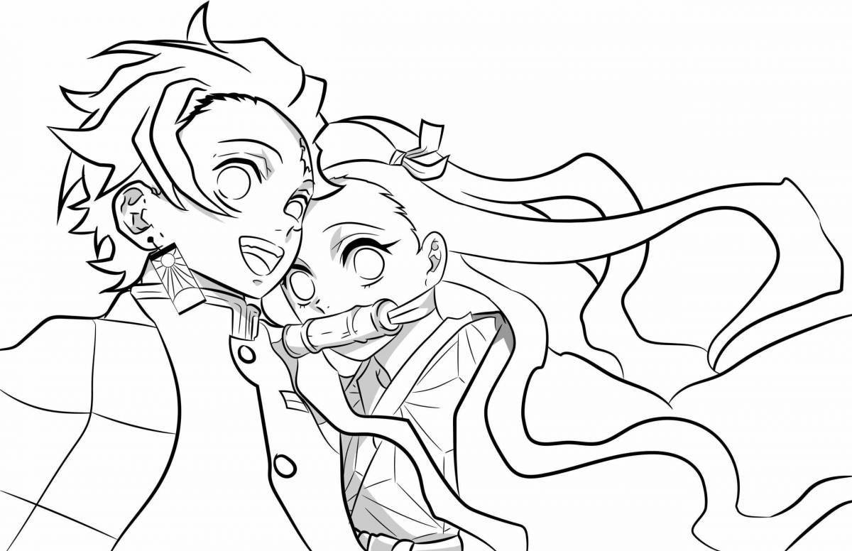 Funny coloring of nezuko and zenitsu