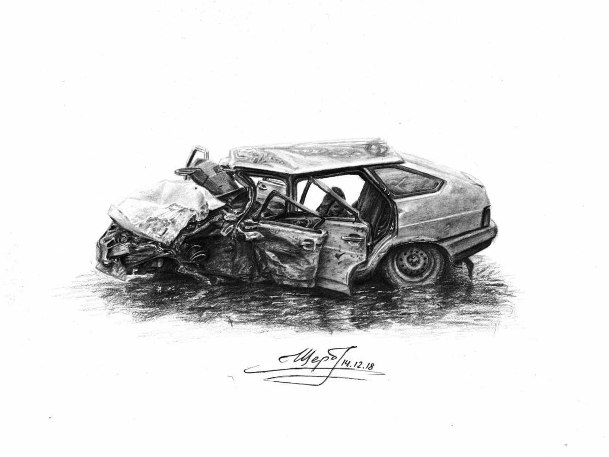 Как нарисовать автомобильную аварию