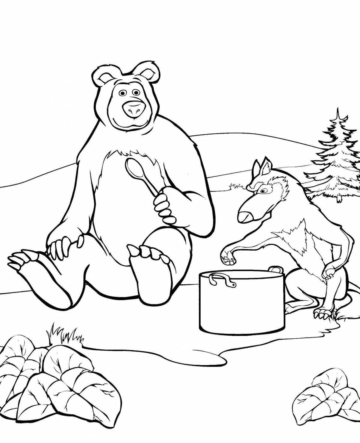 Colorful teddy bear and teddy bear coloring book