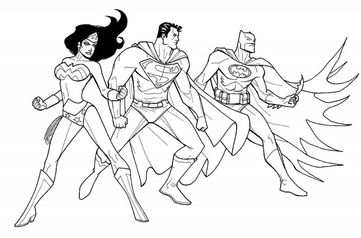 Majestic superman and batman coloring page