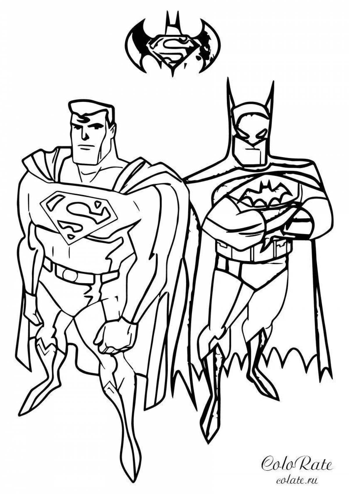 Блестящая раскраска супермен и бэтмен