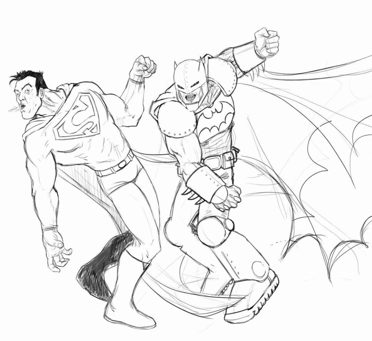 Великолепная раскраска супермена и бэтмена