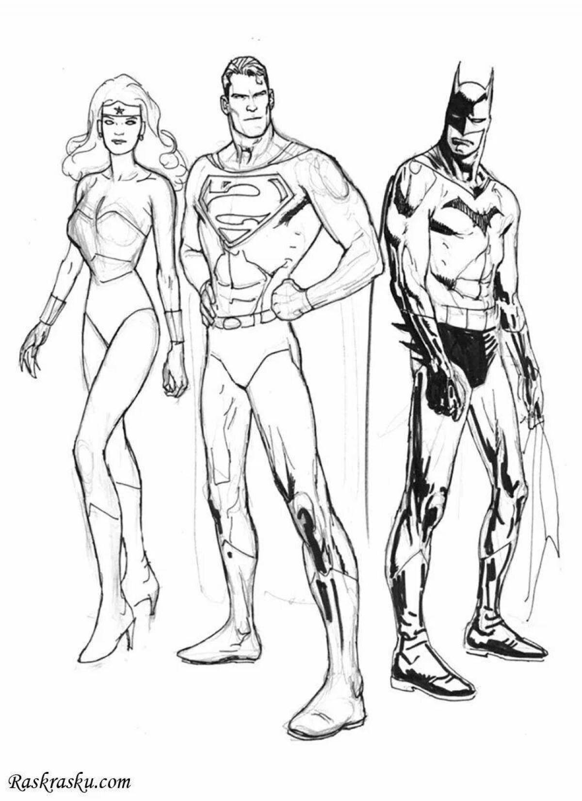 Сияющий супермен и бэтмен раскраска