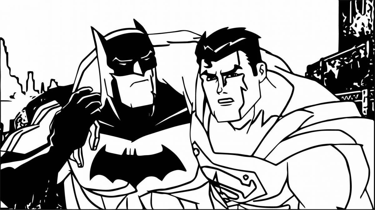 Coloring book dazzling superman and batman