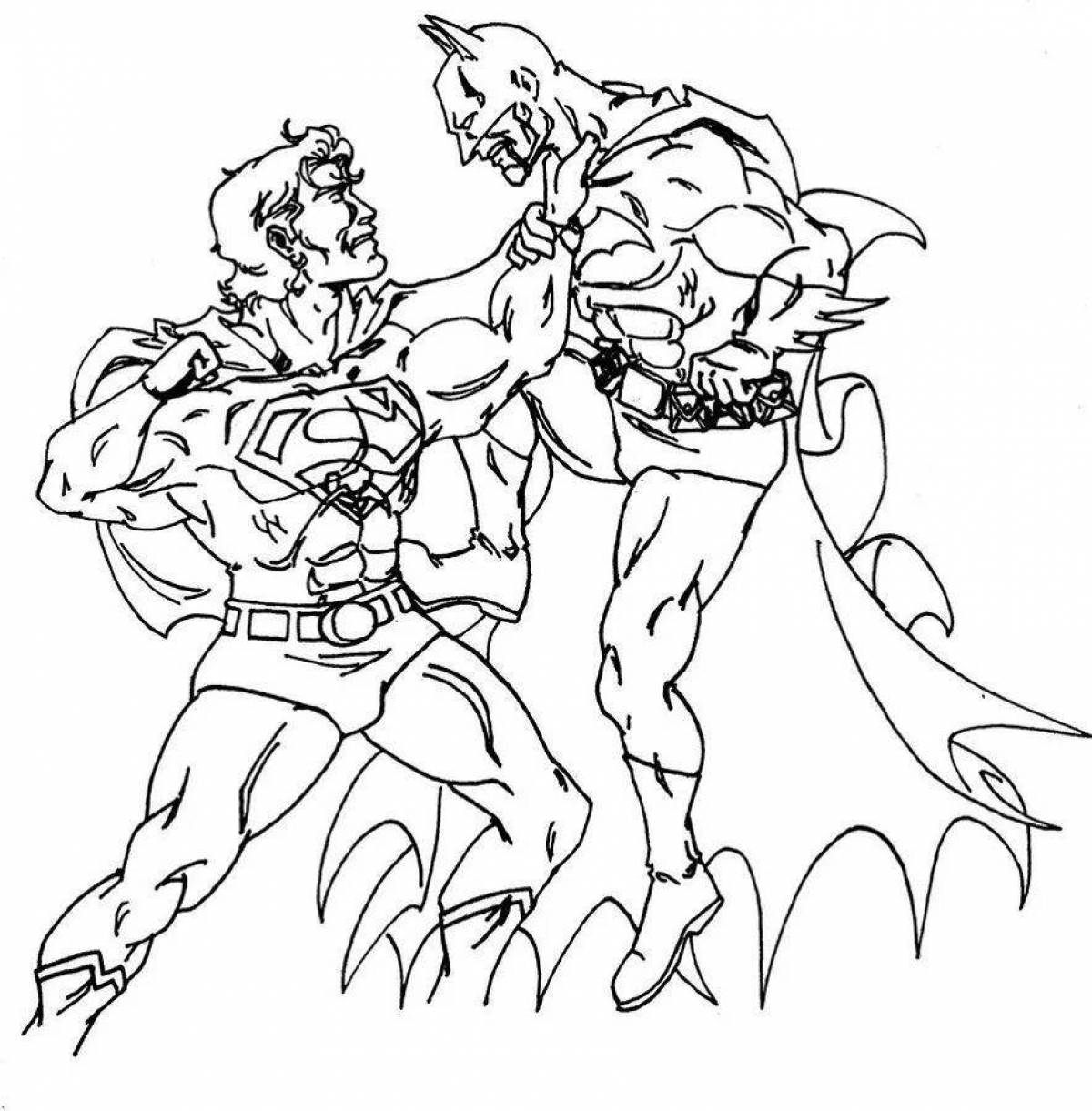 Раскраска сказочный супермен и бэтмен