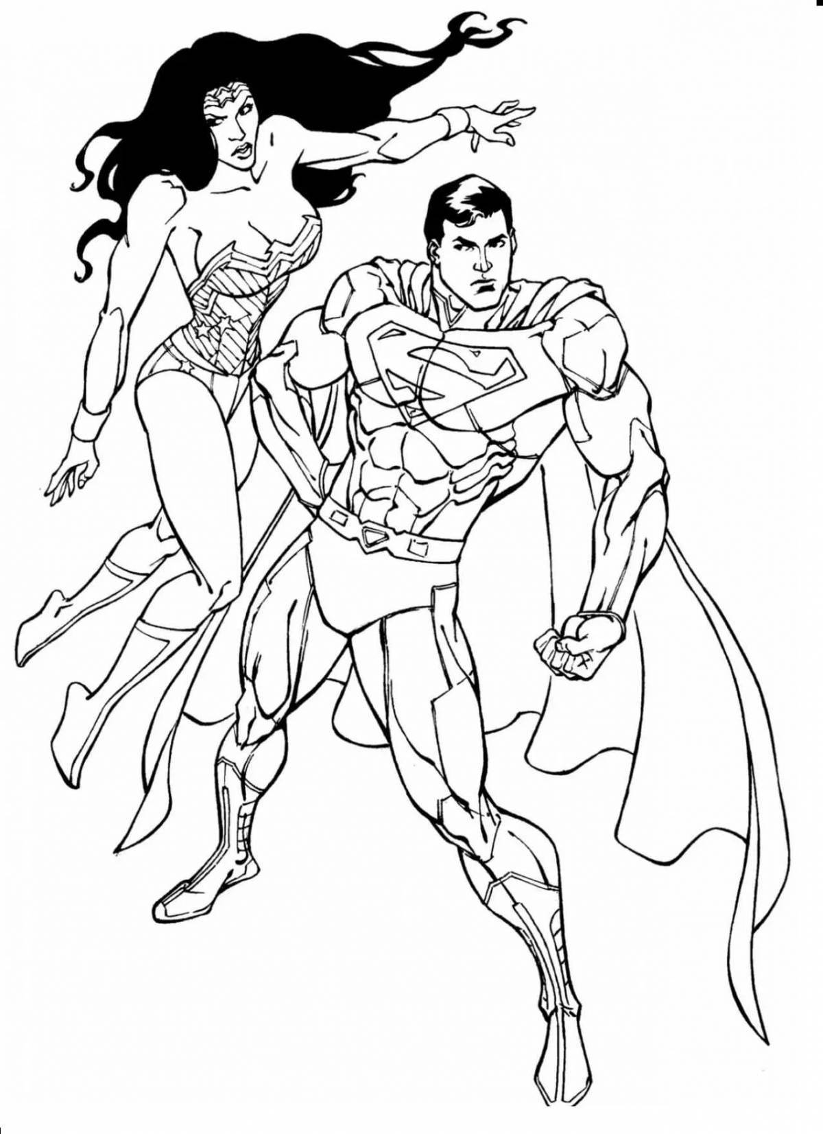 Яркие раскраски супермен и бэтмен