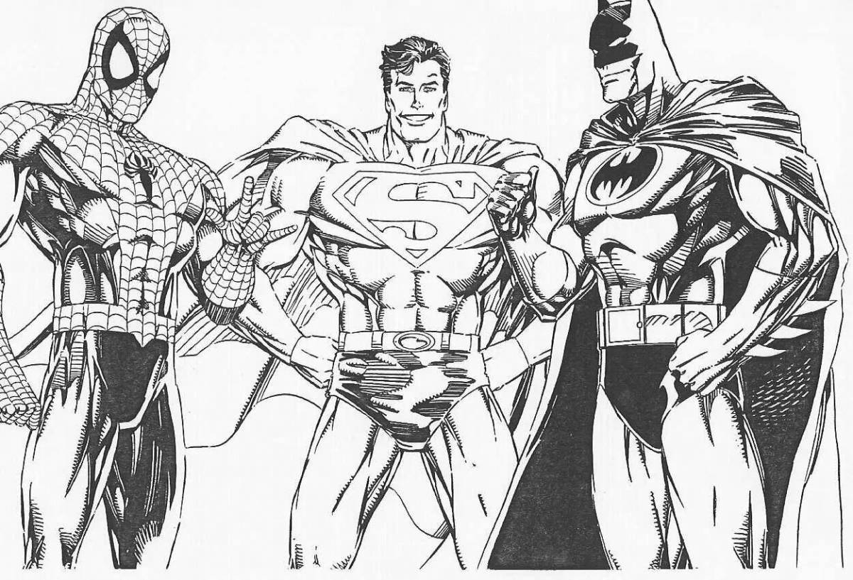 Greatly colored superman and batman coloring page